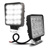 Farol De Milha Auxiliar 48w Quadrado 6000k 16 Led