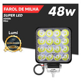 Farol De Milha Led Quadrado 10~30v 48w Jeep Troller Pick-up