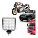 Farol De Milha Led Quadrado 48w 10/30v Moto Carro Caminhão