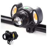 Farol Lanterna Bike 3 Focos Led Com Zoom Recarregável T6