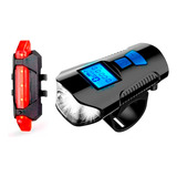 Farol Lanterna Bike Sinalizador Led Buzina Com Velocímetro