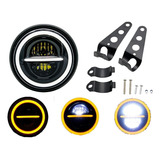 Farol Led Moto Universal 7,5 Com Suporte Cafe Racer Harley