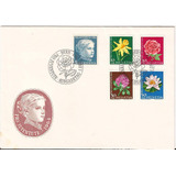 Fdc Suiça 1964 Com A Série Flores Carimbo Especial Belo