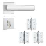Fechadura Banheiro 823/35 C/ 3 Dobradiças Inox Cromado Stam