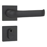 Fechadura Externa Roseta Quadrada Preto Fosco 803/37 Stam
