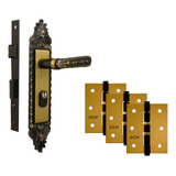 Fechadura Para Porta Externa Colonial + Dobradiça Bronze 
