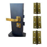 Fechadura Para Porta Madeira Wc Bronze + Dobradiça