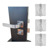 Fechadura Porta Madeira Banheiro Wc Alumínio + Kit Dobradiça