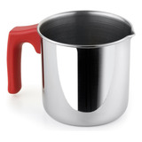 Fervedor Leiteira Inox 650ml Fogao De Indução Cabo Vermelho