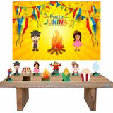 Festa Junina Personalizado Display 8 Mesa +painel Decorativo
