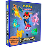 Fichário Álbum Pasta Pokemon + 05 Folhas + 6 Cards + Brinde