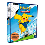 Fichário Álbum Pasta Pokemon Pikachu + 20 Folhas + 59 Cartas