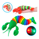Fidget Toy Slug Lagosta Lagarta Lesma Articulada Brinquedo Cor Colorido