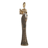 Figura Decorativa Mulher Africana Com Vaso
