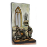 Figuras 1/35 - Vinheta Alemães Com Ruina Igreja - Resina