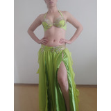 Figurino De Dança Do Ventre Verde Limão Compleateliê Balily 