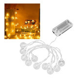 Fio De Luz Cordão Varal 20 Bolinhas Cristal 2m Led Pilha