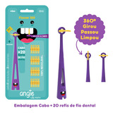 Fio Dental Infantil Flosser 360 C/ Haste E 20 Refil Angie By