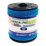 Fio Eletroplástico Aço 500m Trançado Cerca Rural 15x6 Azul