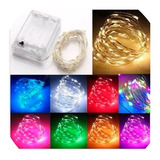 Fio Fada Cordão De Led 5m 50 Leds Pisca E Fixo Pilha Branco Quente