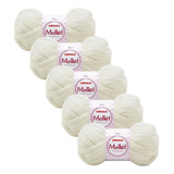 Fio Ideal Para Artesanato - Kit 5 Novelos Lã Mollet 40g 