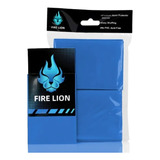 Fire Lion: Premium Blue Matte - 100 Sleeves P/ Cartas Tcg