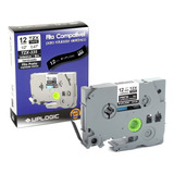 Fita Compatível Tze-335 Preta 12mm Para Rotulador Brother