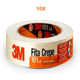 Fita Crepe 48mm X 50mt 3m Uso Geral Caixa Pintura Kit 10 Pçs