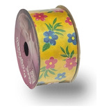 Fita De Gorgurão Estampada 38mm Progresso Nº9 Flor Amarelo