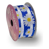 Fita De Gorgurão Estampada 38mm Progresso Nº9 Flor Branca