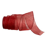 Fita Decorativa Organza Natal Vermelho Com