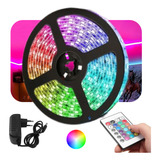 Fita Led Iluminação Rgb 5050 5m A Prova D Água + Fonte Alimentação Alta Intensidade Iluminação Ambiente Controle Remoto