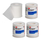 Fita Micropore 3m Esparadrapo Branca 50mm X 10m Com 3 Rolos