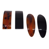Fivela Presilha Para Cabelo Preto E Marrom Acrílico C/ 4un