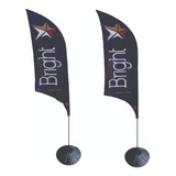 Flag Wind Banner 3 Metros Kit Com 2 , Com Base Plástica 
