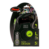 Flexi Guia Black Design Fita Grande 5m Verde Para Cães