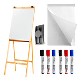 Flip Chart Cavalete 1 Bloco Folhas + Apagador + 6 Pinceis