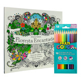 Floresta Encantada + Lápis De Cor 12 Cores Multicolor