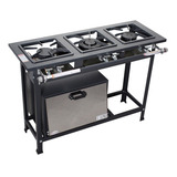 Fogão 3 Bocas Bp 30x30 C/forno Pintado C/tampa De Inox 48l