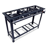 Fogão 3 Bocas Simples 30x30 Alta Pressão Metalfour P5 Cor Preto A Gás