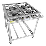 Fogão 4 Bocas Inox Industrial Alta Pressão Perfil 5 Mrfogões