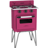 Fogão A Gás Portátil Gemini Vetrô Venax Rosa Pink 2 Bocas