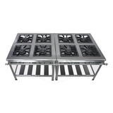 Fogão Aço Inox 304 Industrial Alta Ou Baixa Pressão 8 Bocas Cor Cinza N/a