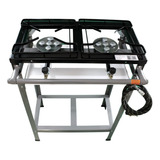 Fogão Alta Pressão Industrial 2 Bocas Luxo Com Kit Preto