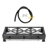 Fogão Camping Pesca De 3 Bocas Grelha 20x20cm Alta Pressão