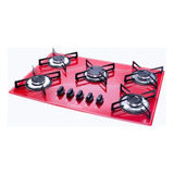 Fogão Cooktop 5q Color Vermelho Safanelli 5 Bocas Fcv502