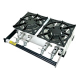 Fogão Industrial 2 Bocas Duplas 20x20 De Mesa Baixa Pressão