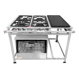 Fogao Industrial 4 Bocas Baixa Pressão + Chapa E Forno 55 L