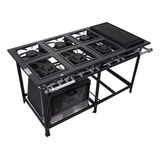 Fogão Industrial 6 Bocas + Chapa Lanche+ Forno Grande 105 L