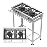 Fogão Industrial Inox 2 Bocas Duplas Baixa Pressão Reforçado